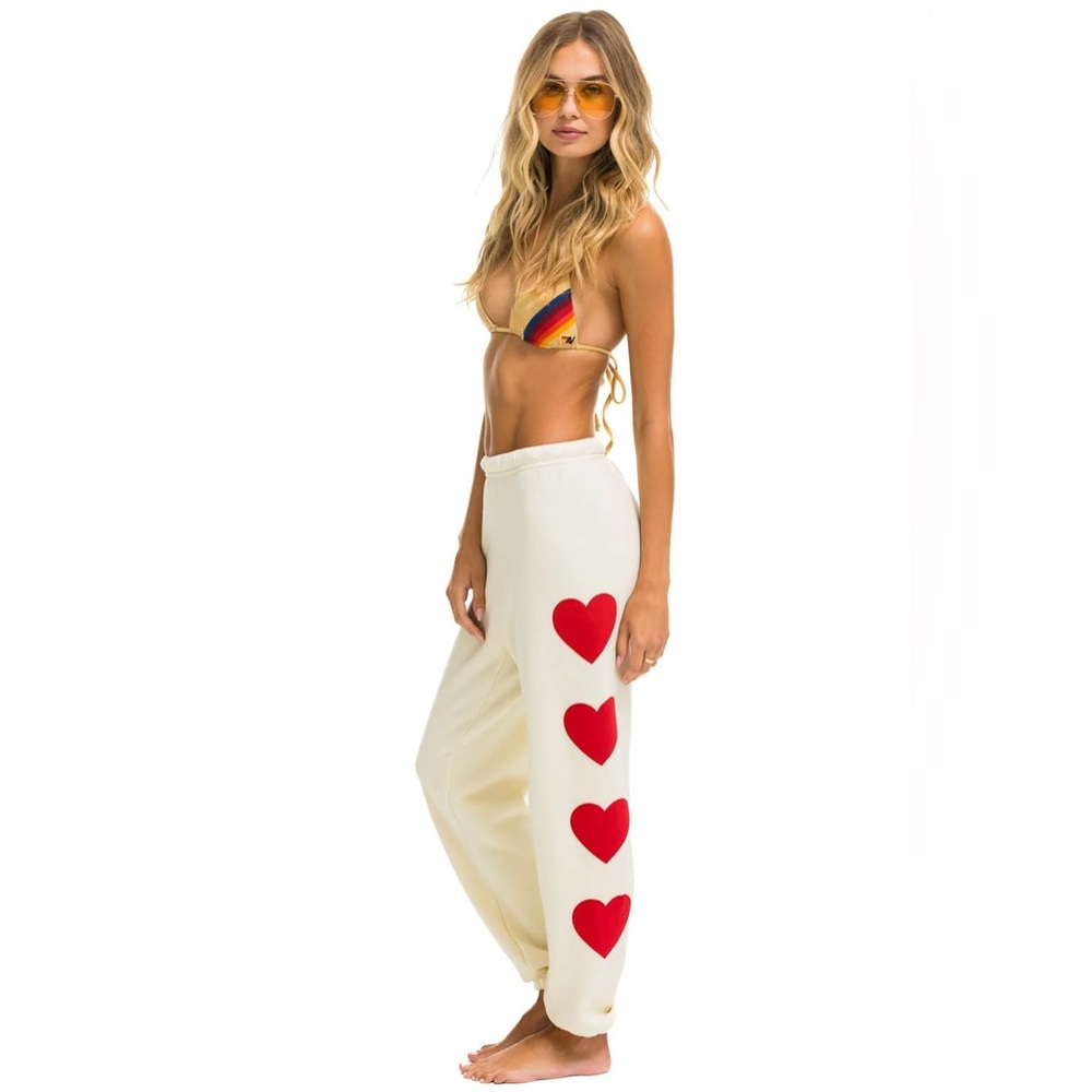 AVIATOR NATION HEART STITCH 4 SWEATPANTS VINTAGE WHITE M